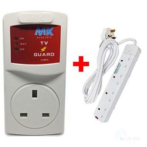TV Guard Plus 4-Way Powerking Extension – Surge Protector with Child Safety Shutters Plus added Gift Powerking Extension