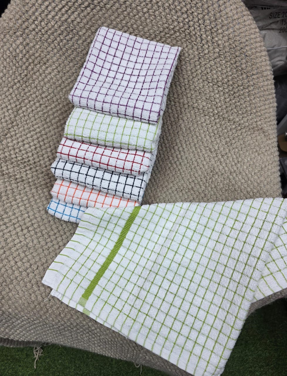 2PCS Elegant Extra Long Kitchen Towel Set - Absorbent Jumbo Size Dish Cloths for Drying & Cleaning with Decorative Stripes, Grey & White