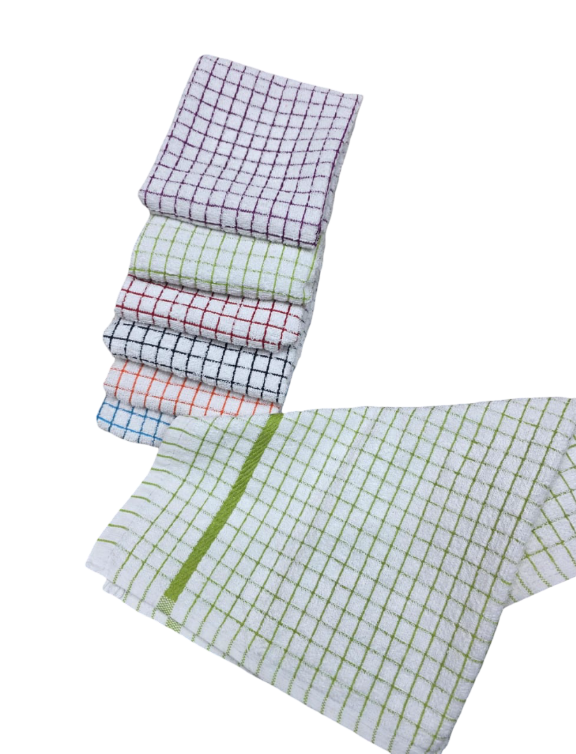 2PCS Elegant Extra Long Kitchen Towel Set - Absorbent Jumbo Size Dish Cloths for Drying & Cleaning with Decorative Stripes, Grey & White