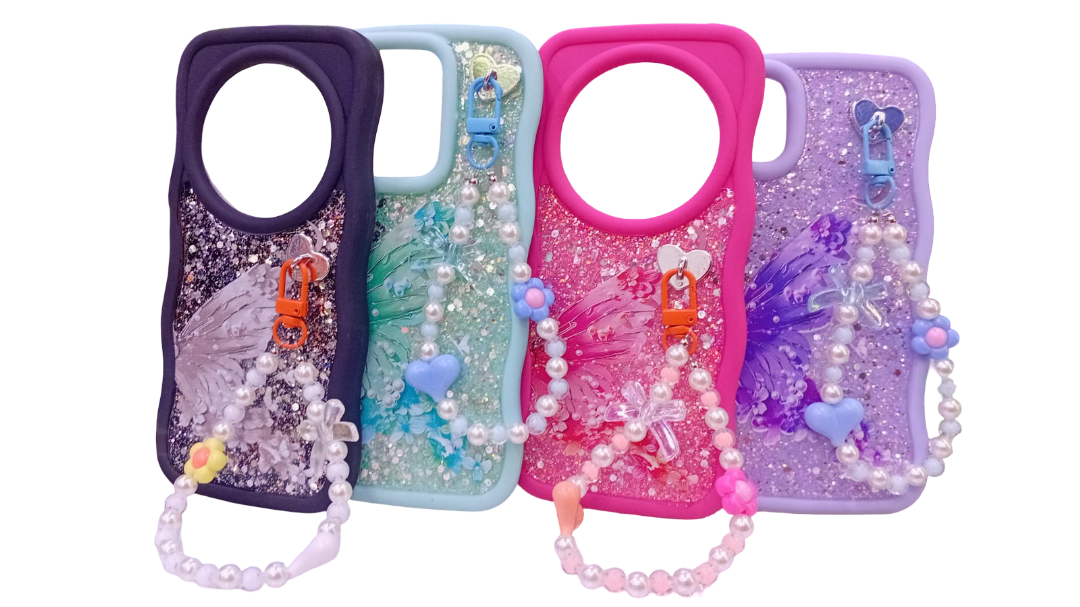 Sleek Women's Phone Covers with Phone Charm - Glitter, Matte & Transparent Cases for Samsung A05s, A14, A03 Core, Tecno Pop 8, Pop 9, Pop 19c, Redmi 14c, 15c, 13c, Infinix Spark 30c, 40c