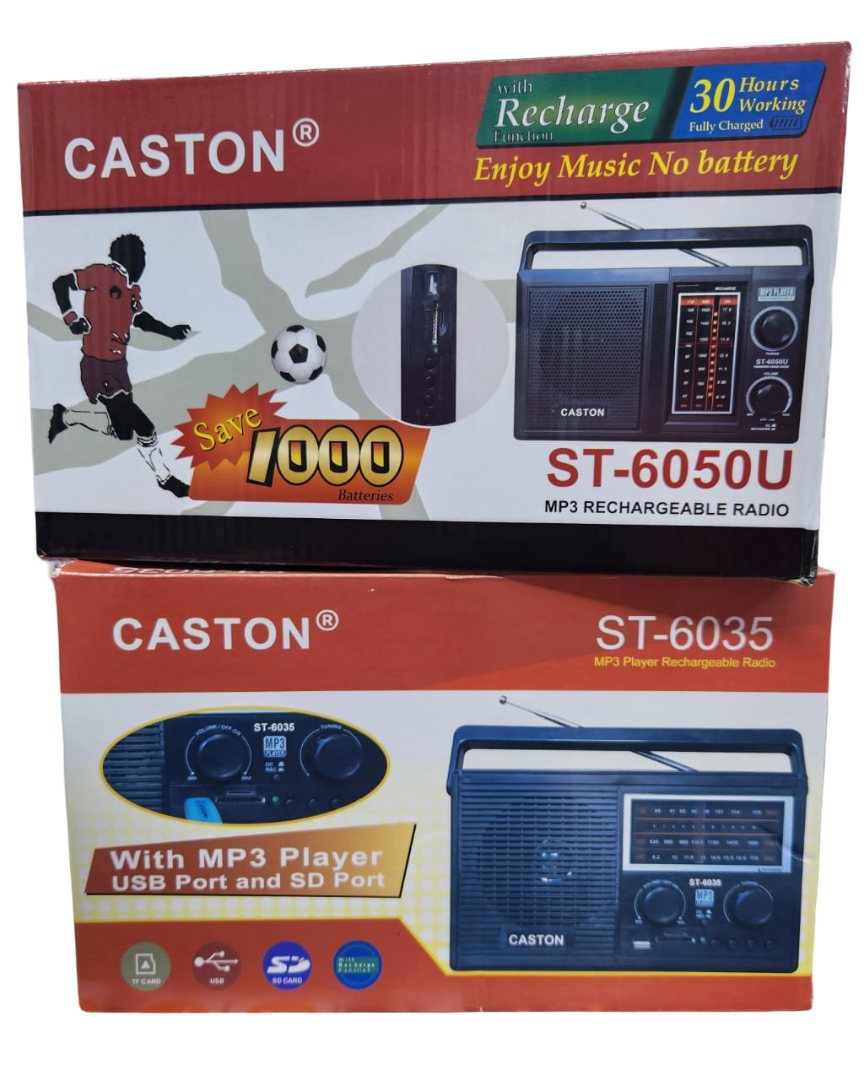 Caston ST-6050U Rechargeable MP3 FM Radio Speaker 30-Hour Playtime 1000mAh Battery USB SD TF Card Slots Portable Radio for Music & News