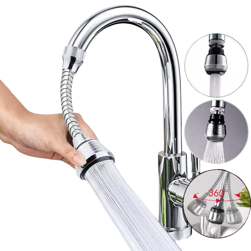 Metallic tap faucet extender – 16cm length chrome finish water flow extender for kitchen sink bathroom basin, universal aerator adapter splash-proof extension arm