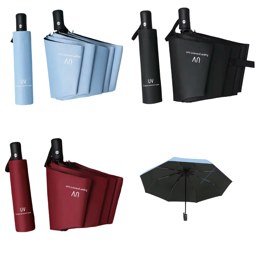 8 ribs travel rain sun umbrella – windproof automatic open close multi-color compact umbrella for travel outdoor daily use, available in maroon black blue