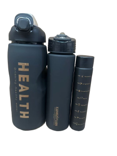 3Pcs Motivational Water Bottle Set – 300ml + 750ml + 1500ml, Single Suction Leakproof Sports Bottles, Fitness Hydration Pack with Time Markers for Gym & Travel