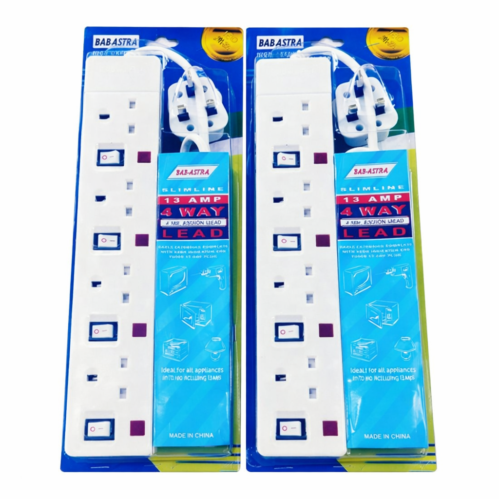 Universal Multi-Socket Extension Power Strip with Surge Protection, Individual Switches, and Long Durable Cable – Ideal for Home, Office, and Electronics Use