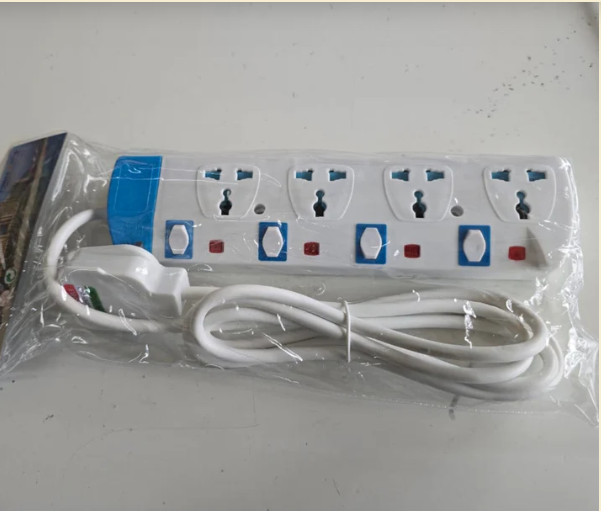 Universal Multi-Socket Extension Power Strip with Surge Protection, Individual Switches, and Long Durable Cable – Ideal for Home, Office, and Electronics Use
