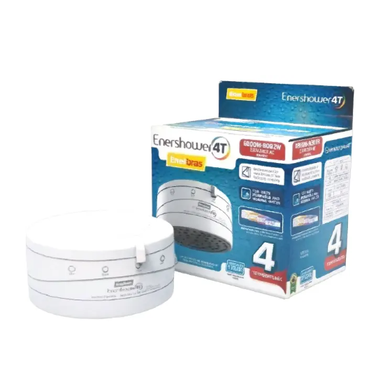 Enerbras Enershower 4T Instant Hot Shower Head Water Heater – Compatible with Salty, Borehole & Normal Water, 4 Temperature Settings, Power-Saving,