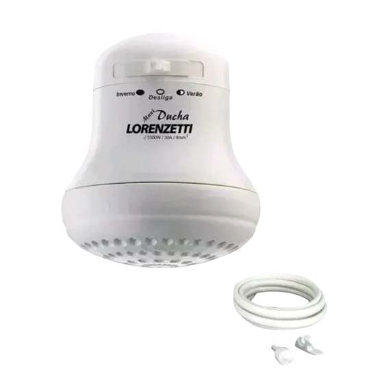 Lorenzetti Hot Water Instant Shower for Fresh & Salty Water – 3 Temperature Settings, Energy-Saving Electric Water Heater, Large Spreader Design, Compatible with Borehole & Hard Water