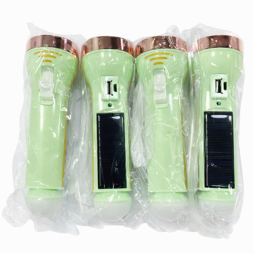 TH-5155 Rechargeable Solar Energy Flashlight Torch – 3-in-1 Emergency Lamp, Side Lantern & Power Bank, 2800mAh Built-in Battery, Solar & USB Dual Charging, Portable Camping Light
