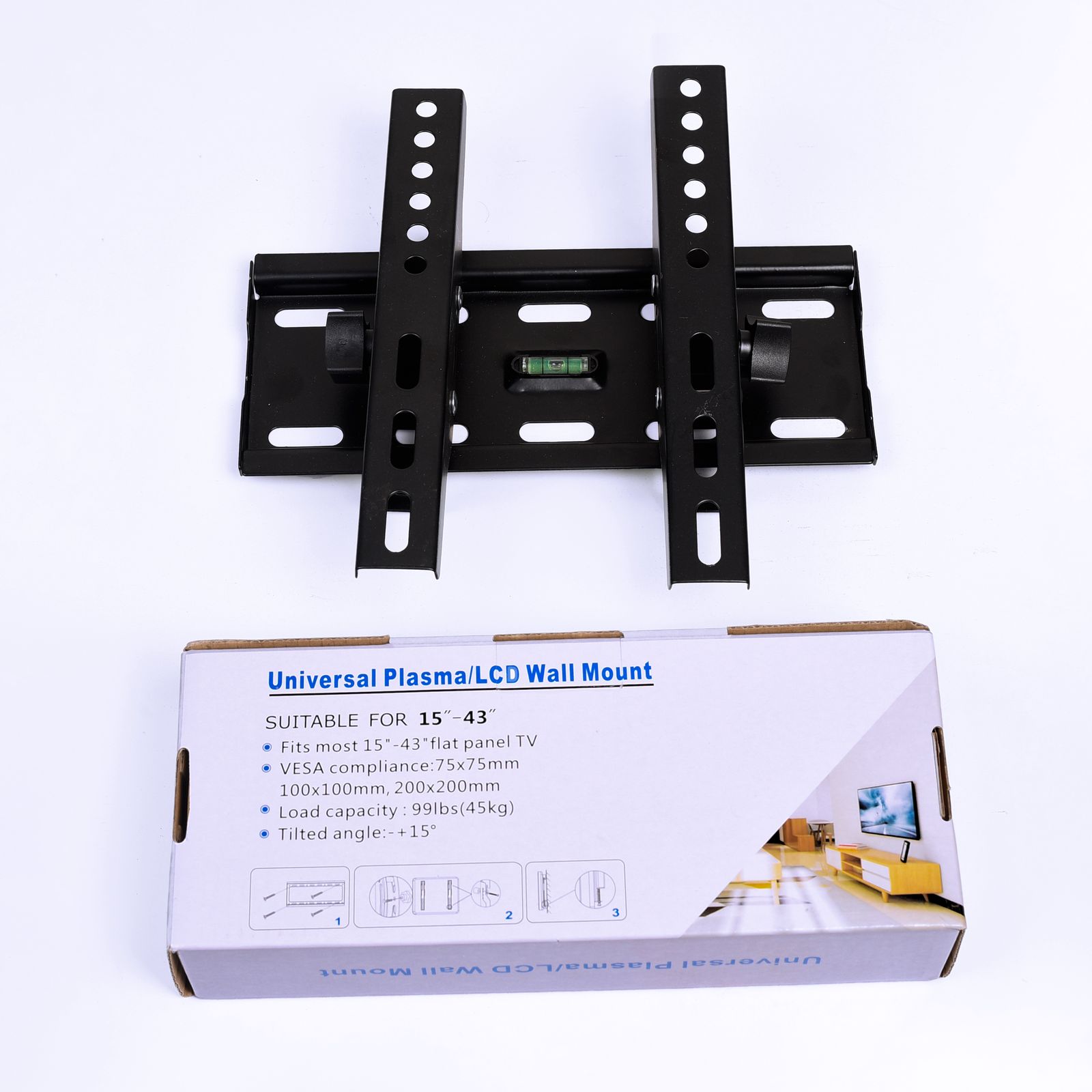 Maze 15'' - 43'' inches Tilt TV Wall Mount Bracket - Tilt‑Adjustable: ±15°, High Load Capacity: 99 lbs (45 kg), Easy DIY Installation