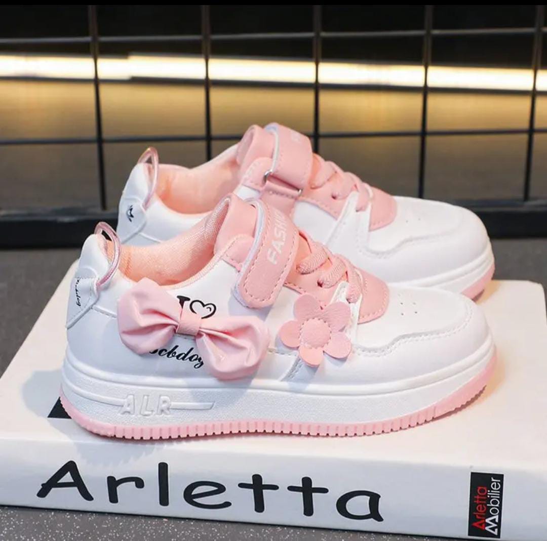 Girls Flowered sports sweet PRINCESS Shoes 2024 Fall New Sports Shoes Children's Breathable Small White Shoes Middle and Big Kids Cuasual Flats