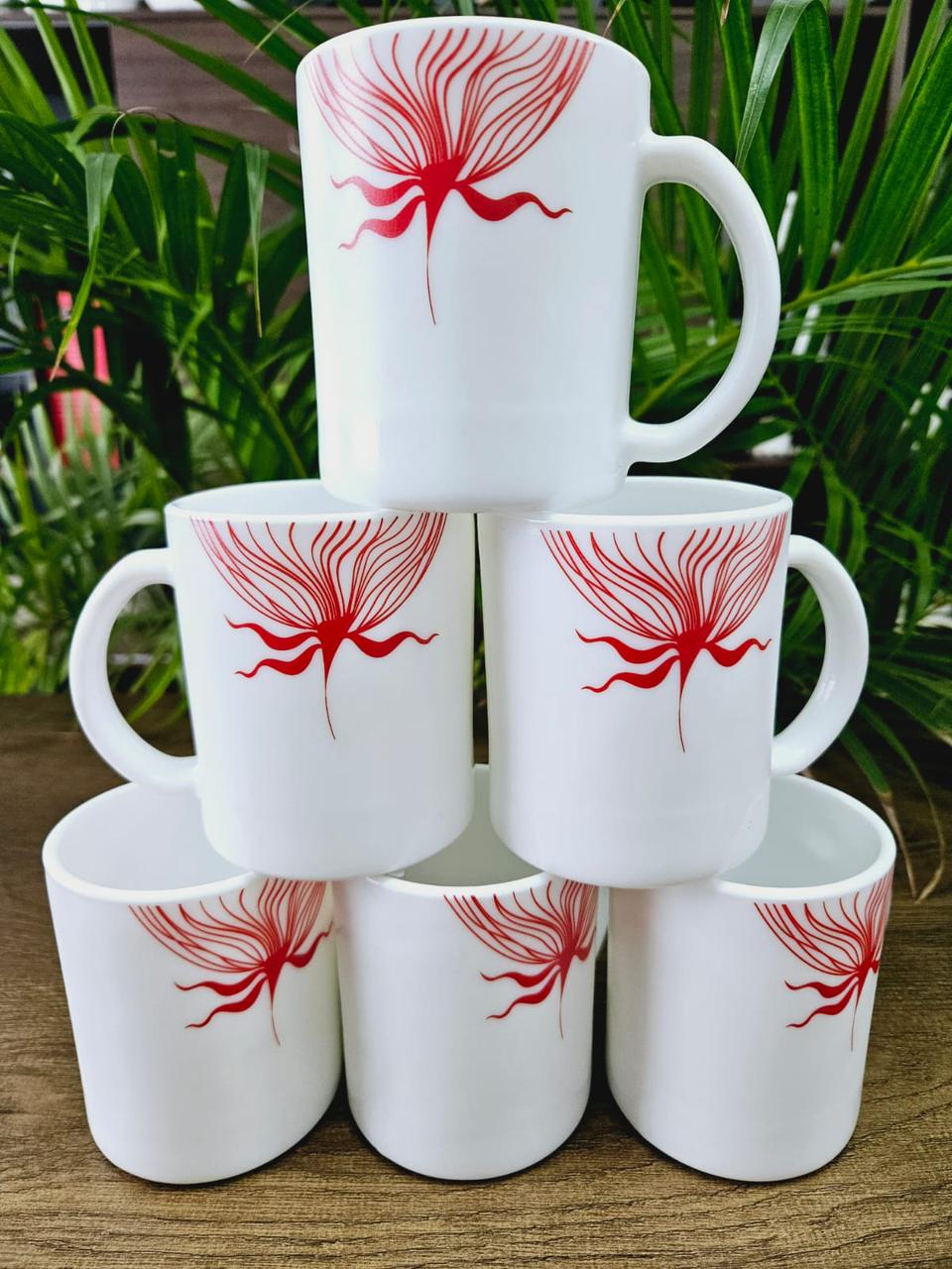☕✨ PureWhite Elegance Ceramic Mug Set (6-Piece) | Modern Prints • Durable • Everyday Luxury ✨☕ Bring calm, class, and character to every sip with this Premium White Ceramic Mug Set, featuring three e