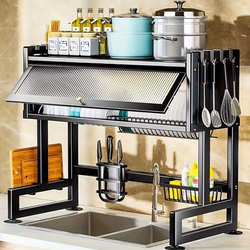 ✨ Single Layer Sink Dish Rack with Mirror Cover – Modern Kitchen Organizer 🍽️Upgrade your kitchen with this stylish Single Layer Sink Dish Rack with Mirror Cover, designed to keep your dishes clean