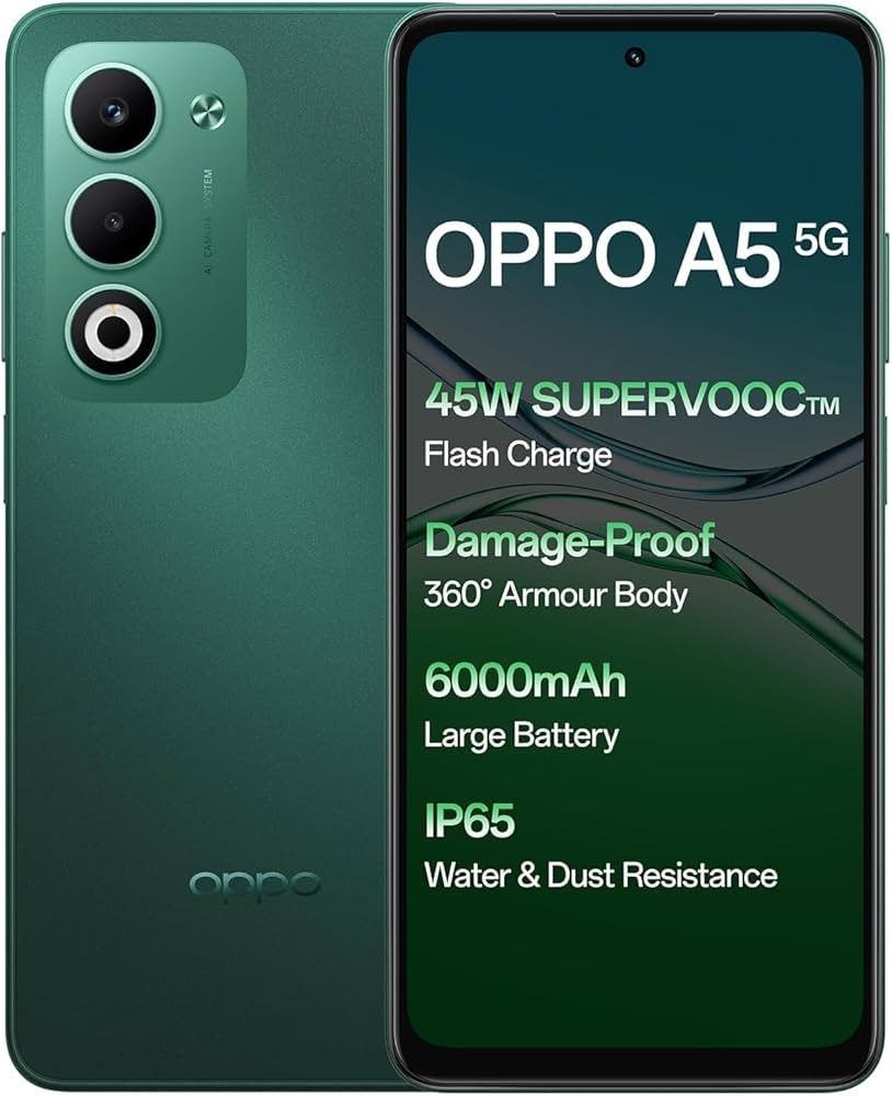 Brand New OPPO A5 256GB+8GB 128GB+6GB RAM 6.67 Inch Display 50MP+5MP Camera 120Hz Refresh Rate 45W SUPER 6000mAh Battery IP65 Water Dust Resistance Smartphone MTK Dimensity  Android 15 Type-C Charge