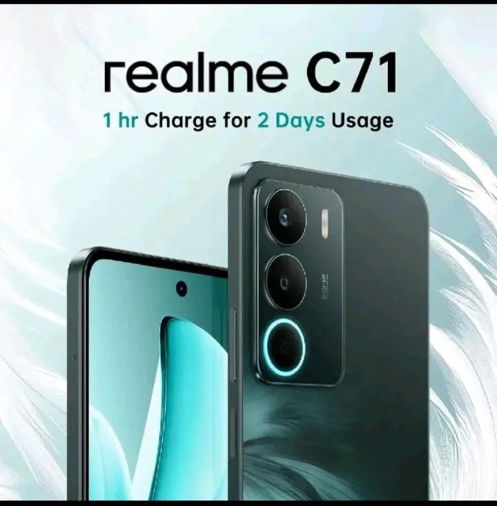 Realme C71 256GB ROM+8GB RAM 128GB+6GB 6.67" 120Hz 45W 6000mAh Large Battery 50MP AI Cam Dust Water Resistant Android 15 Type-C Dual Sim Side Fingerprint Smart Phones