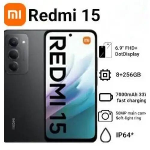 XIAOMI Redmi 15 256GB+16(8+8)GB 128GB+6GB 6.9 Inch 144Hz IPS LCD Display 7000mAh Battery 33W Fast Charging IP64 Dust/Water Resistant Dual SIM Snapdragon 685 SoC AI Smartphones