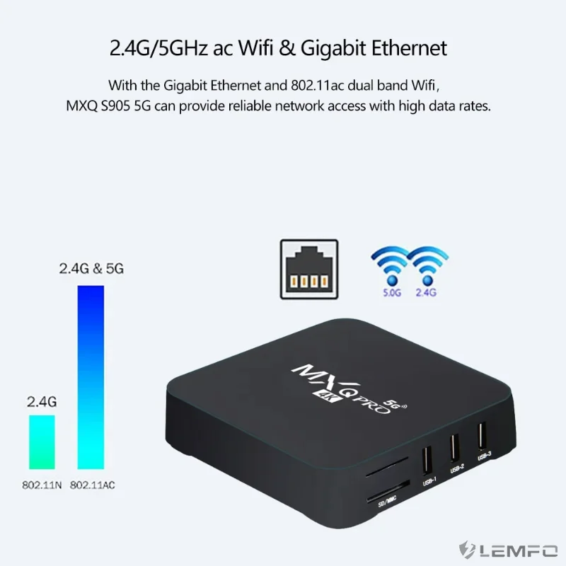 Smart TV Box MXQ-PRO 4K HD Android 12.0 Smart TV Box 3D VideHome Theater 2.4/5G Dual-WIFI TV Set-top Box o Media Player