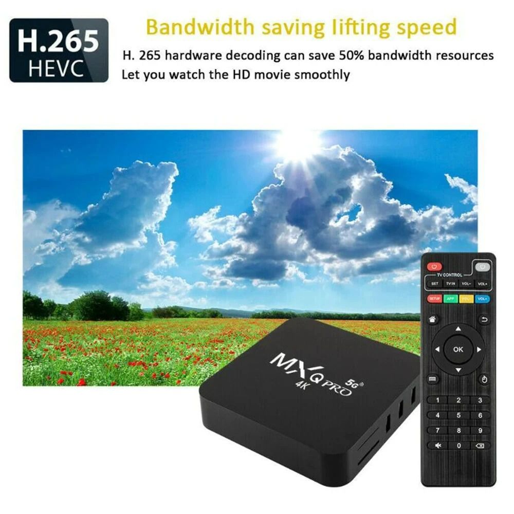 Smart TV Box MXQ-PRO 4K HD Android 12.0 Smart TV Box 3D VideHome Theater 2.4/5G Dual-WIFI TV Set-top Box o Media Player