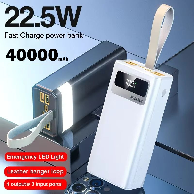 Portable Power Bank 40000mAh Powerbank Super Fast charge 22.5W High capacity charger Power Banks With LED Light Outdoor Power Station
