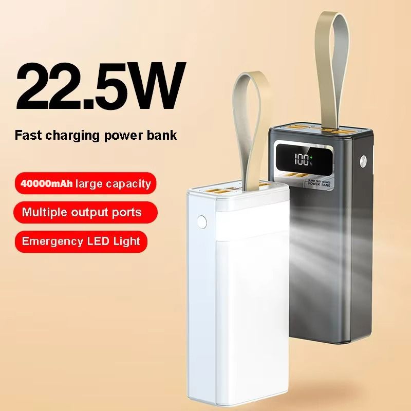 Portable Power Bank 40000mAh Powerbank Super Fast charge 22.5W High capacity charger Power Banks With LED Light Outdoor Power Station