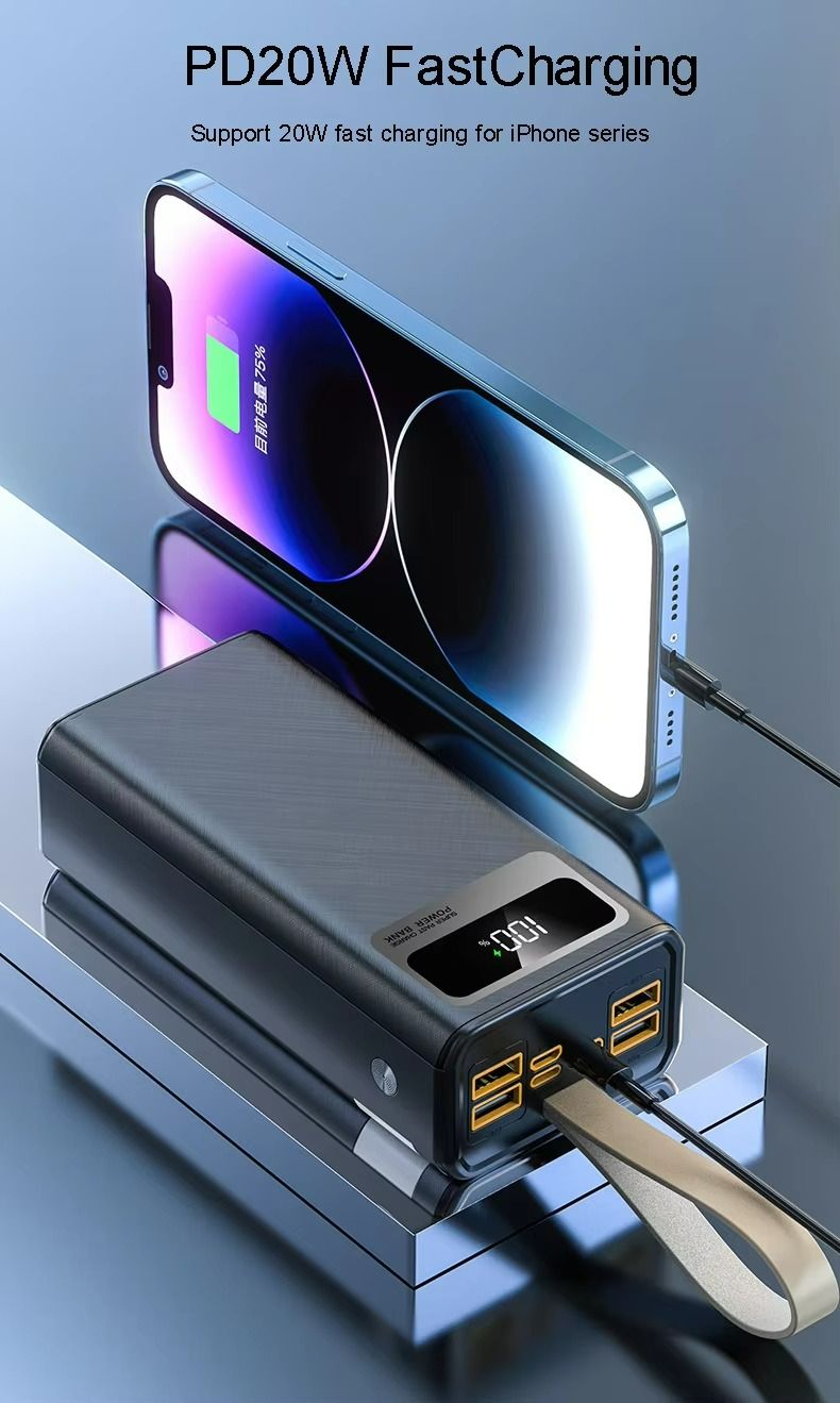 Portable Power Bank 40000mAh Powerbank Super Fast charge 22.5W High capacity charger Power Banks With LED Light Outdoor Power Station