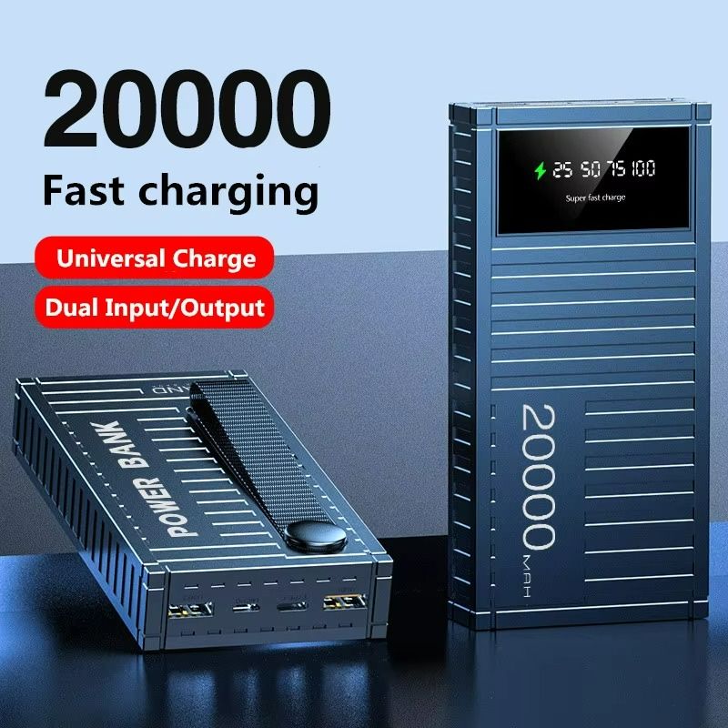 20000mAh Powerbank Punk Style Container LED Power Bank Real Mark Capacity Portable Stylish Battery Charger Dual USB Powerbank Compatible with iPhone Xiaomi Tecno Samsung Infinix Phone Tablet