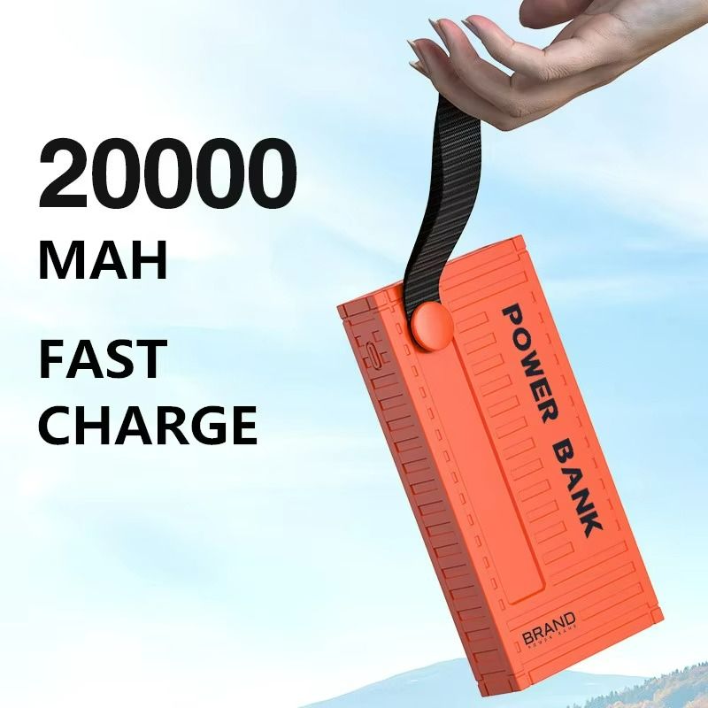 20000mAh Powerbank Punk Style Container LED Power Bank Real Mark Capacity Portable Stylish Battery Charger Dual USB Powerbank Compatible with iPhone Xiaomi Tecno Samsung Infinix Phone Tablet