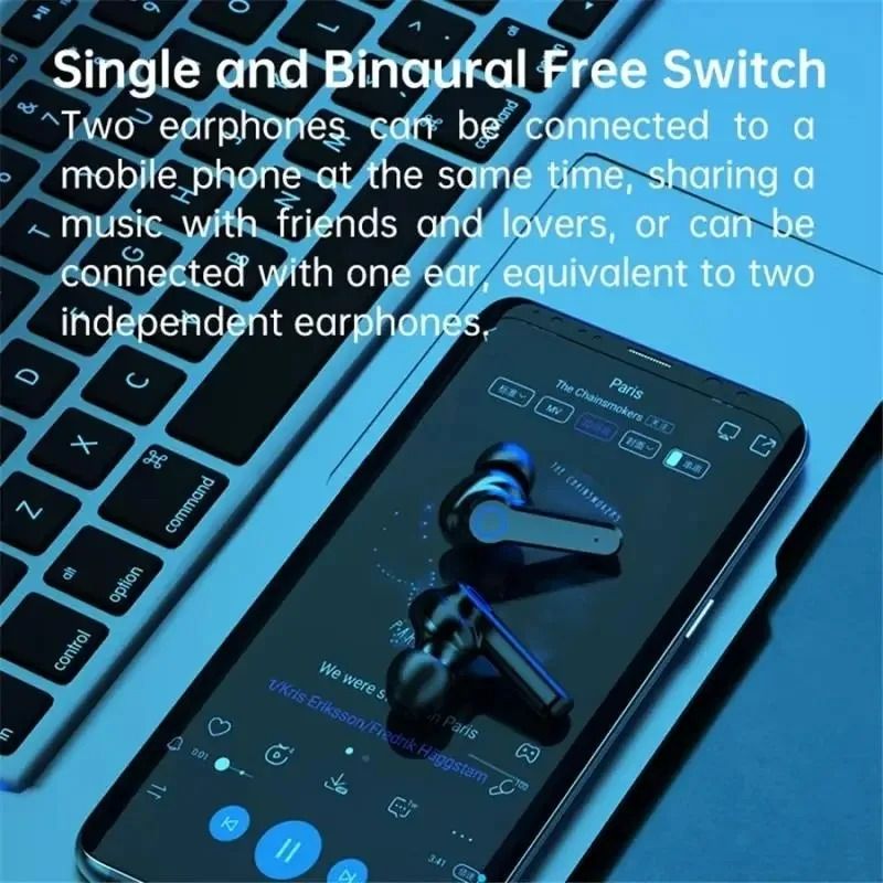 M19 Bluetooth Earpods With Light TWS Wireless LED Bluetooth Earphones Digital Display Touch Emergency Noise-cancelling In-ear 9D Stereo