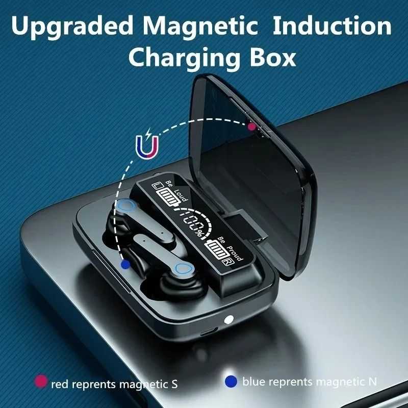 M19 Bluetooth Earpods With Light TWS Wireless LED Bluetooth Earphones Digital Display Touch Emergency Noise-cancelling In-ear 9D Stereo