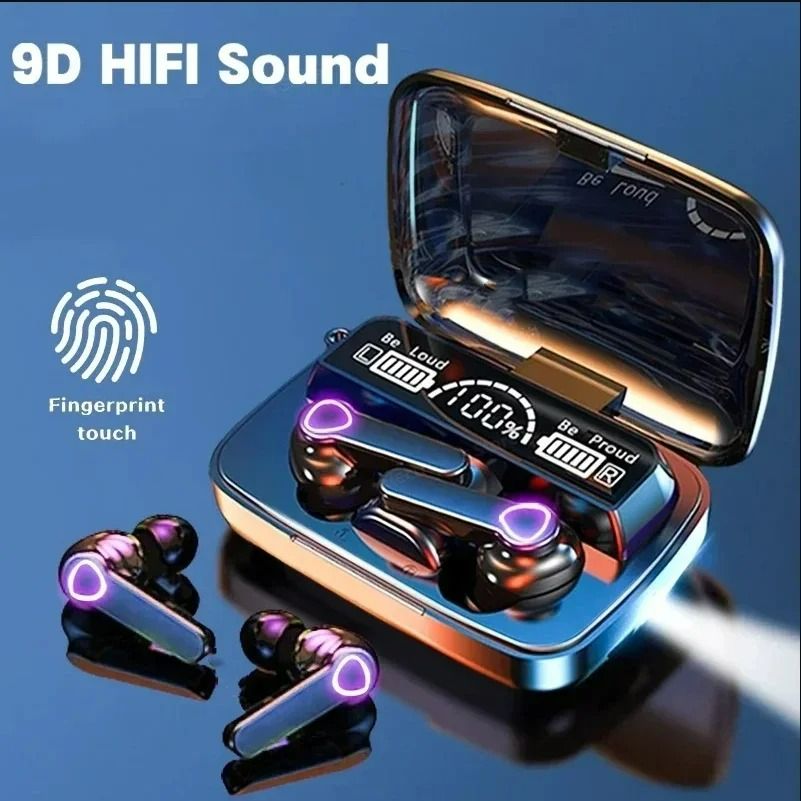 M19 Bluetooth Earpods With Light TWS Wireless LED Bluetooth Earphones Digital Display Touch Emergency Noise-cancelling In-ear 9D Stereo