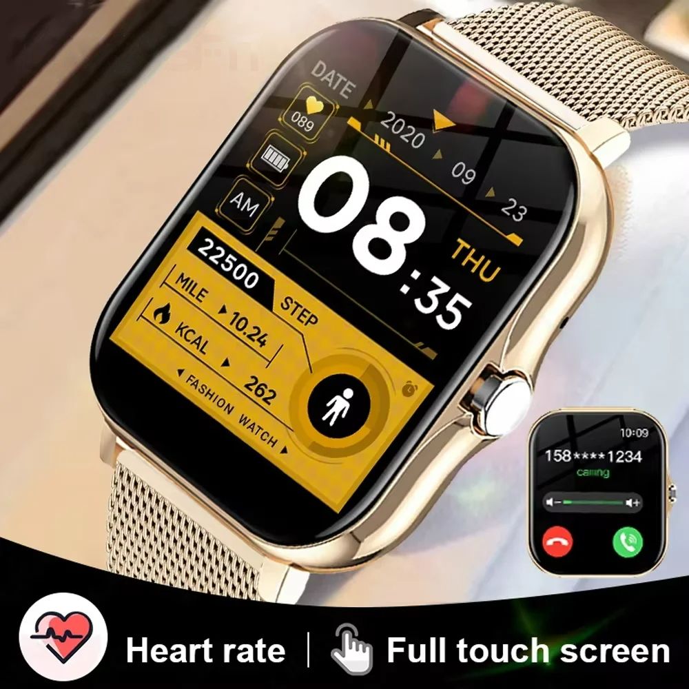 Men Women Steel Waterproof Smart Watches Full Touch Sport SmartWatches Health Monitor Heart Rate Blood Pressure Fitness Tracker Bluetooth Call Wristwatch For All Phones
