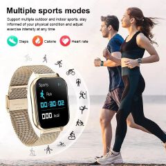 Men Women Steel Waterproof Smart Watches Full Touch Sport SmartWatches Health Monitor Heart Rate Blood Pressure Fitness Tracker Bluetooth Call Wristwatch For All Phones