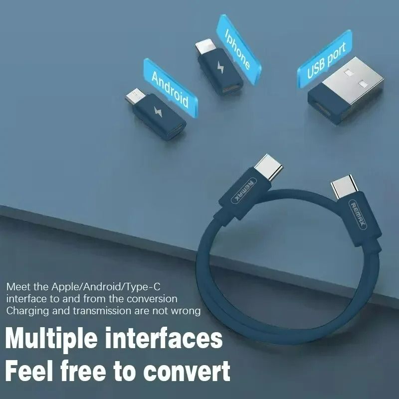 5-in-1 60W Portable Multifunctional Data Cable Storage Box USB Type C to C Charging Adapter Cable Kit Charging Data Cable Sim Card Tray Eject Tool and Slots