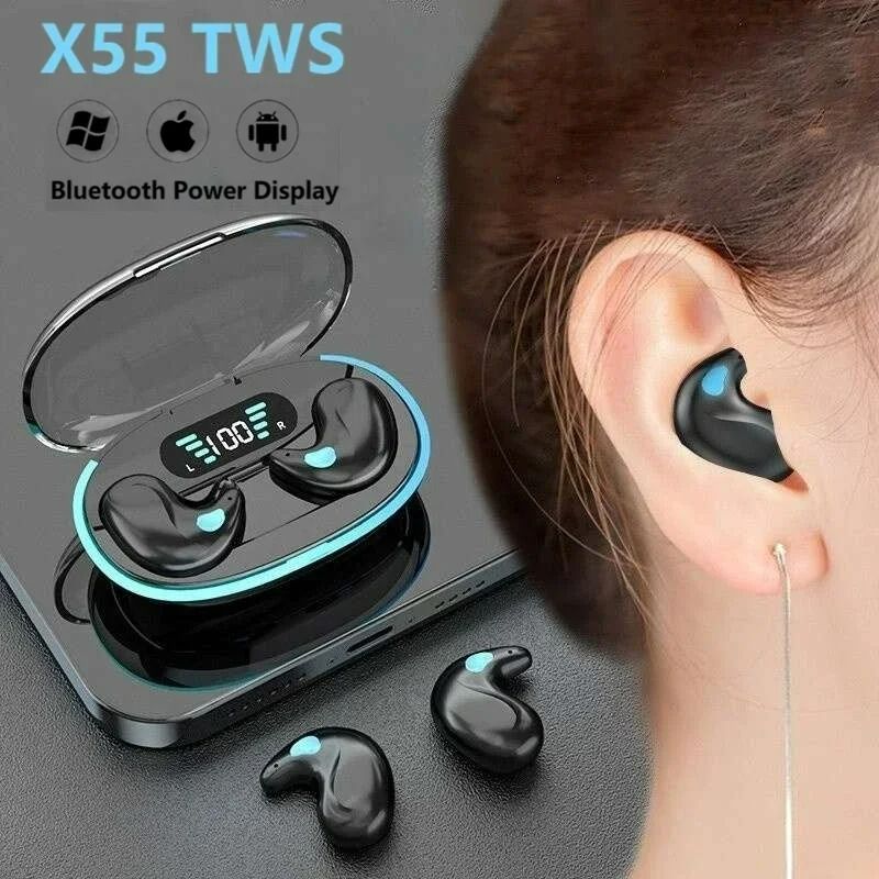 X55 Mini Earphone Wireless Earphone Headphones Noise Reduction Sport Game Sleep Bluetooth 5.0 Earbuds HIFI Stereo Music Headset