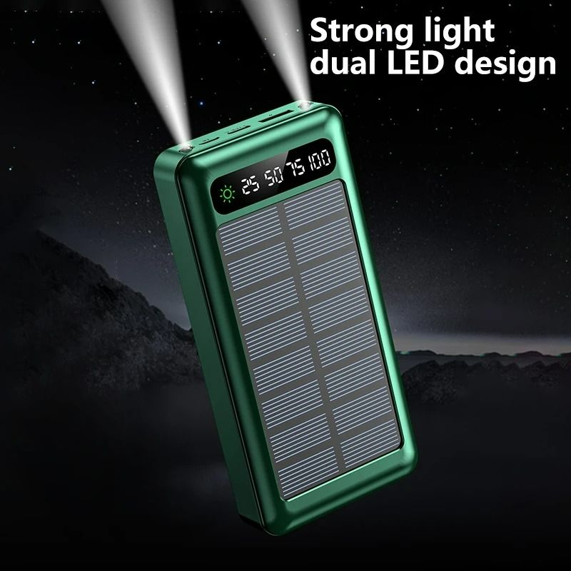 20000/30000mah Solar Power Bank Portable Charger Usb 4 In1 Spare Battery Led Light Outdoor Power Bank  For Xiaomi Iphone Samsung