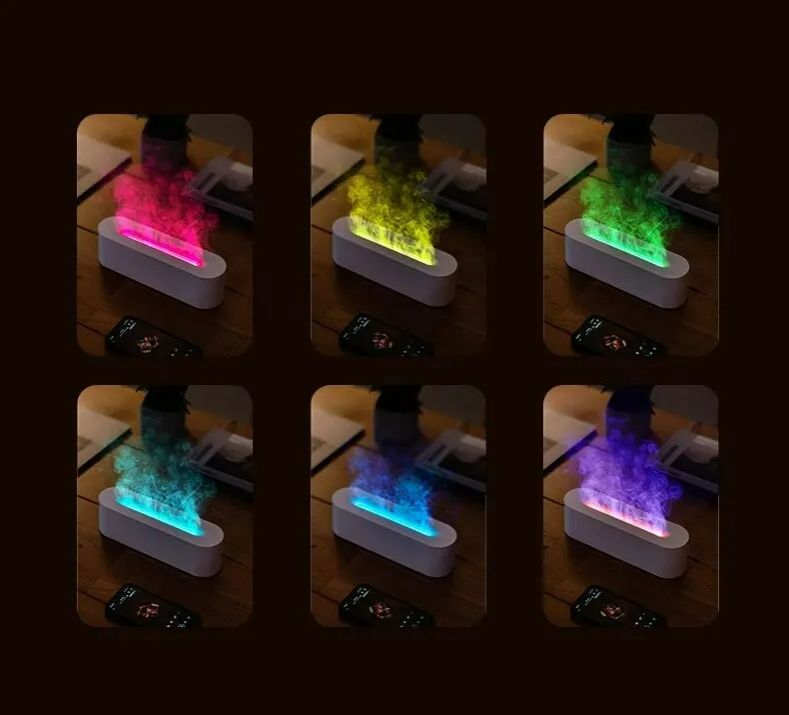 Newest 7 Colors RGB Flame Aroma Diffuser Humidifier USB Desktop Simulation Light Aromatherapy Purifier Air for Bedroom With 7 Colors