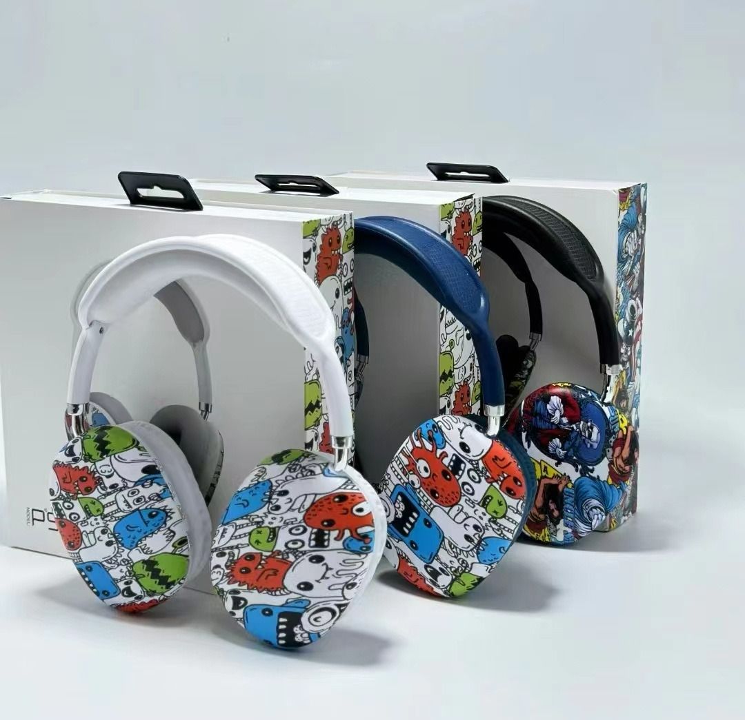 Trendy Graffiti Headset New P9 Wireless Bluetooth Headphones Over-Ear Headphones for Android Apple