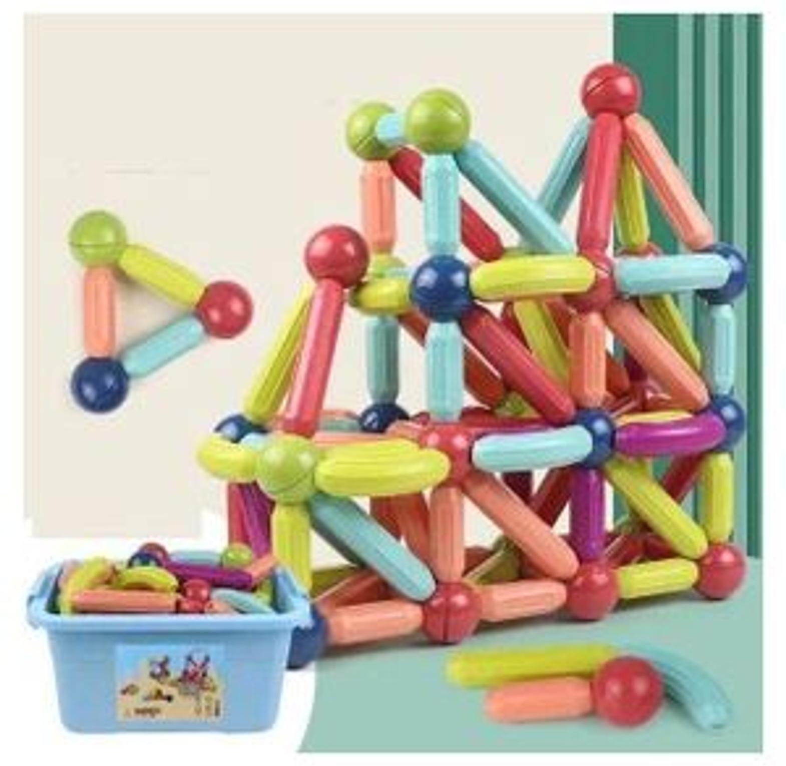 3D Magnetic Building Sticks STEM Toy – Educational Magnet Construction Set for Kids' Creativity