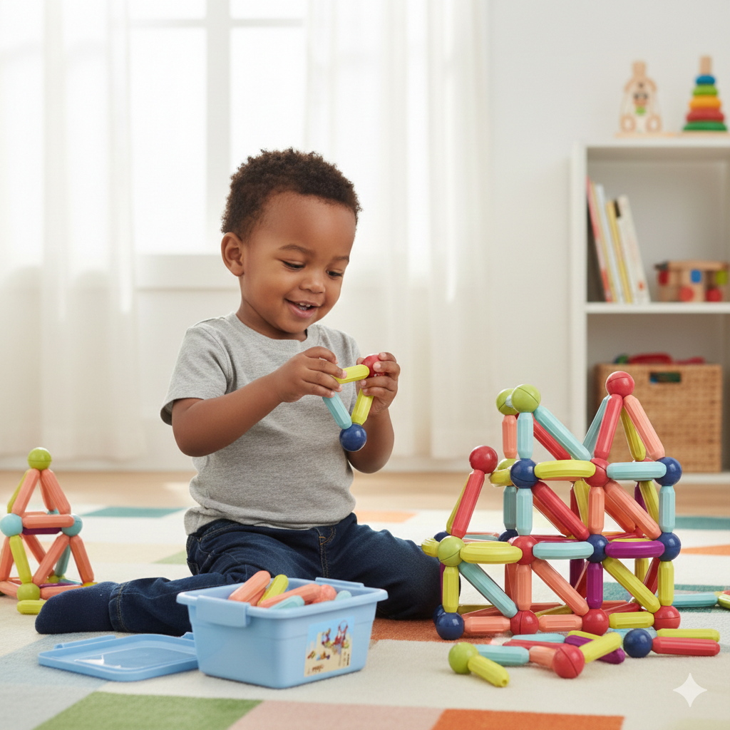 3D Magnetic Building Sticks STEM Toy – Educational Magnet Construction Set for Kids' Creativity
