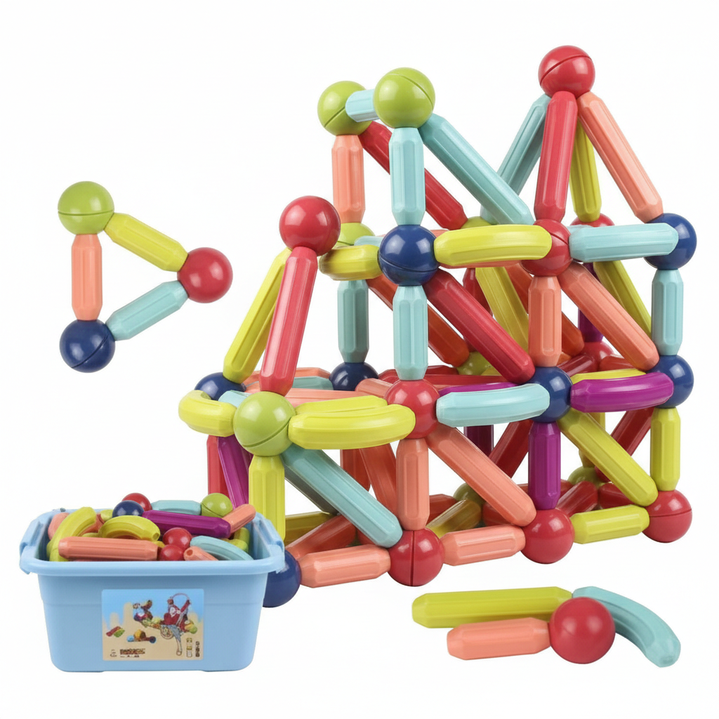3D Magnetic Building Sticks STEM Toy – Educational Magnet Construction Set for Kids' Creativity