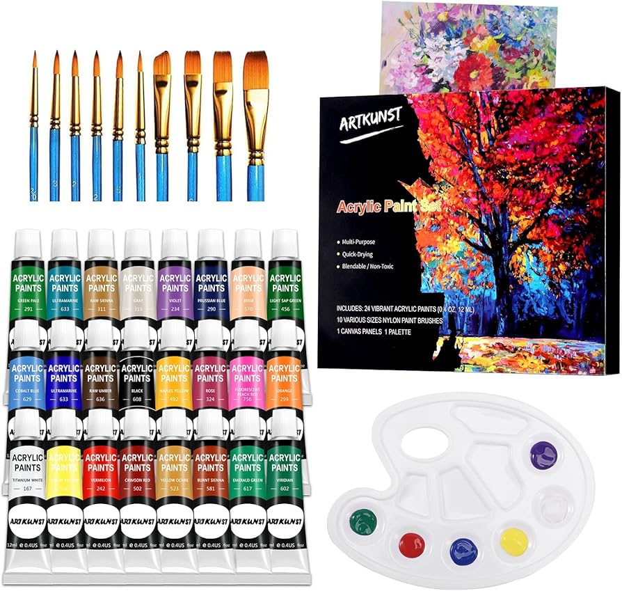Premium Acrylic Artist Paint Set (24 Colors) – High-Pigment Art Supplies for Students & Beginners
