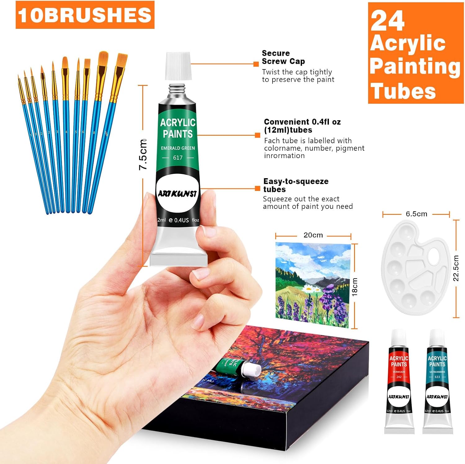Premium Acrylic Artist Paint Set (24 Colors) – High-Pigment Art Supplies for Students & Beginners