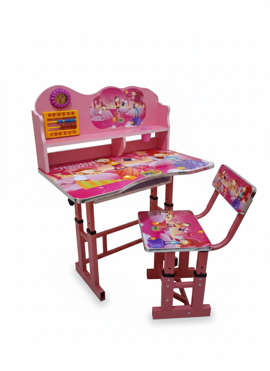 Kids Study Table and Chair Set – Height Adjustable Desk for Children Aged 3-15 Years