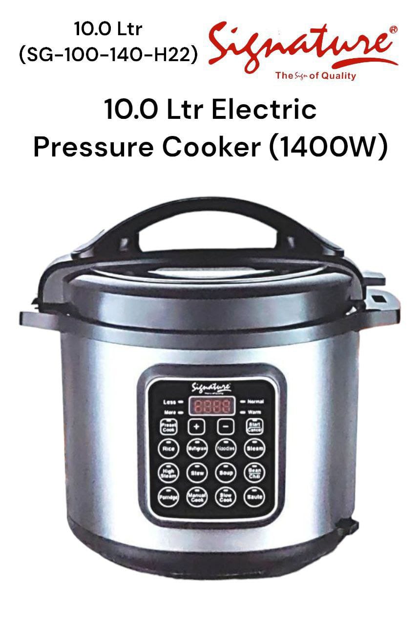 Signature Smart Electric Pressure Cooker, 10L, 1400W Stainless Aluminum pot