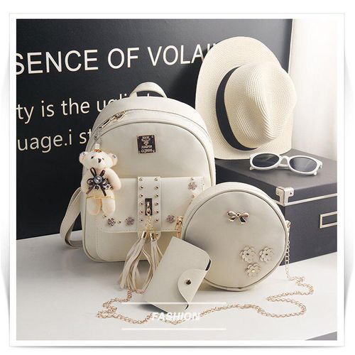 Fashion Monkey BackWomen’s Backpack New High Quality Soft Leather Leisure Travel Large Capacity School Bags for Teenage Girlspack 3 In 1 Shoulder Bag Cream 3 in 1 Monkey Bag