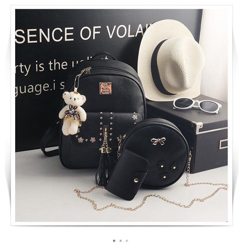 Fashion Monkey BackWomen’s Backpack New High Quality Soft Leather Leisure Travel Large Capacity School Bags for Teenage Girlspack 3 In 1 Shoulder Bag Cream 3 in 1 Monkey Bag