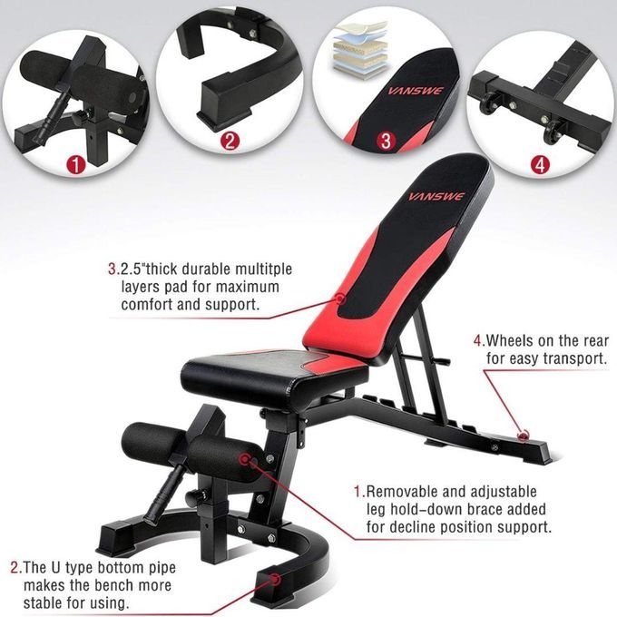Gym Bench -  Bench Incline With Rope ABS WORKOUT & UTILITY BENCHES/ Adjustable Gym Bench for home workouts