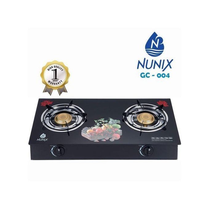 Glass Table Top Double Burner Gas Stove Plus Free Gas Regulator