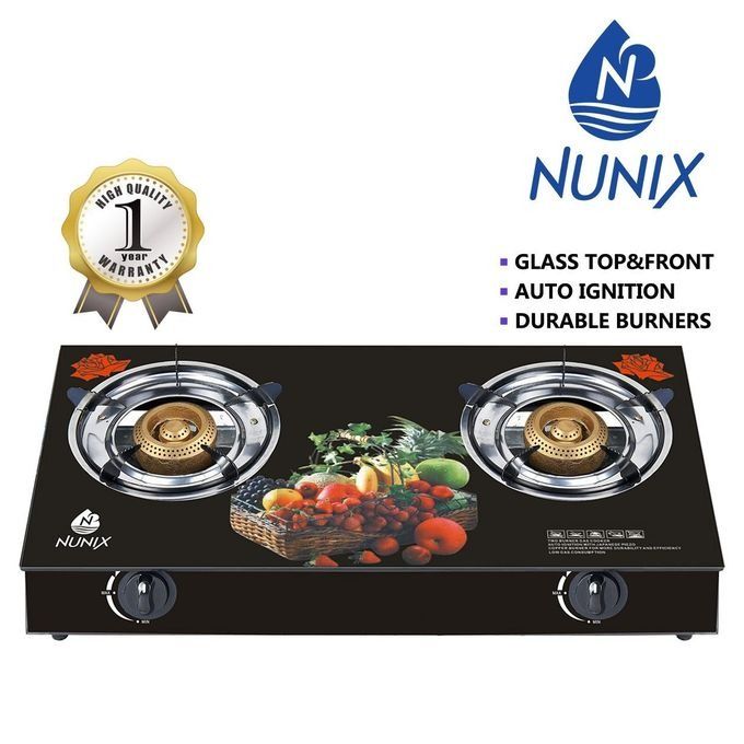 Glass Table Top Double Burner Gas Stove Plus Free Gas Regulator