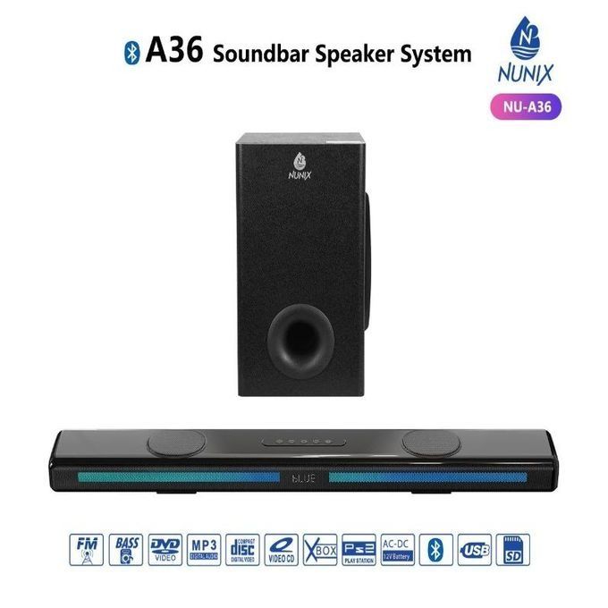 Nunix Powerful Bass Sound Bar Speaker System with Multifunctional NU-A36